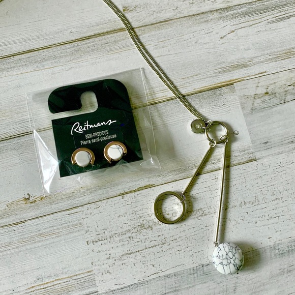 NWT | Marble Necklace & Earring Set - Picture 1 of 6